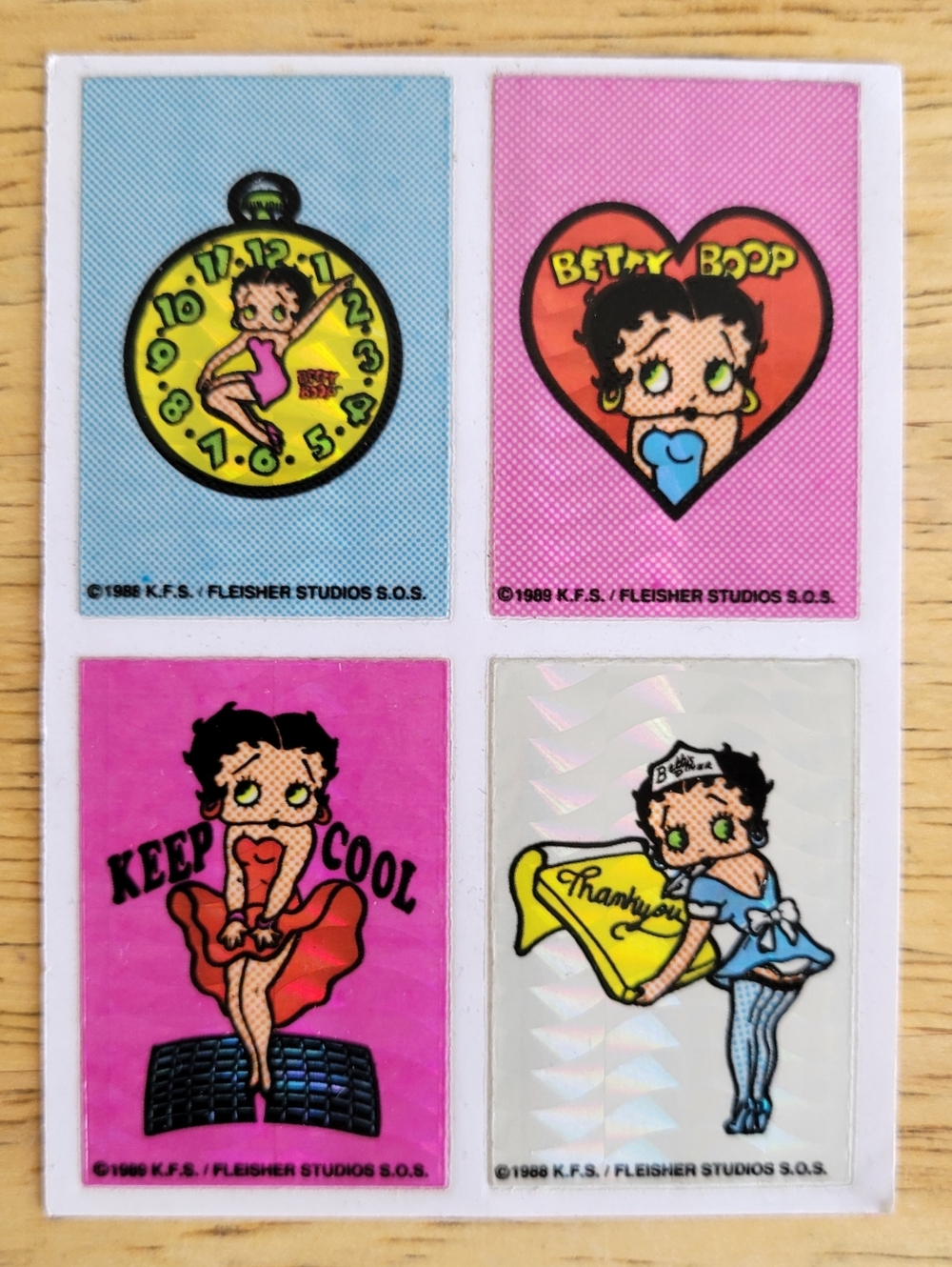 RARE Vintage 1988 SET OF 4 KFS Betty Boop Prism Vending Machine Stickers
